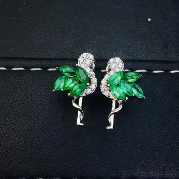 KJJEAXCMY fine bijuterii argint 925 incrustat Naturale de Smarald cercei Femei sprijin de detectare moda