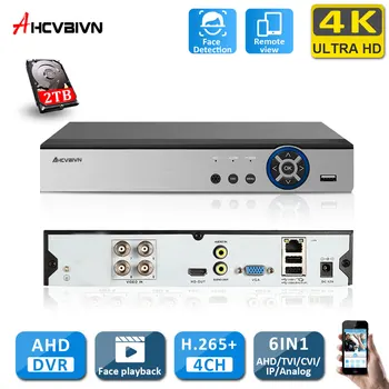 HCVAHDN H265+ 4K 8MP cu 4 Canale 6 in 1 Hibrid WIFI TVi CVI NVR CCTV AHD DVR de Supraveghere Video Audio Recoder