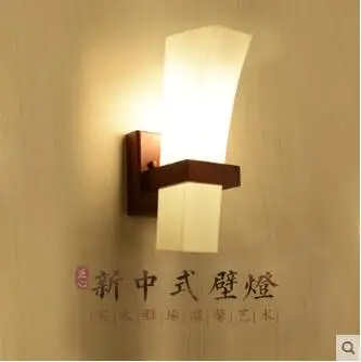 Nou Chinezesc lampă de perete din lemn masiv living dormitor lampă de noptieră culoar balcon scara lampă de perete hotel creative lampa wood