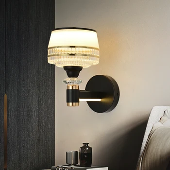 Europene Lămpi de Perete LED Cu Comutator de Cristal de Lux Pentru Dormitor, Hotel Restaurant de Înaltă Calitate din Aur Negru de Design Creativ, corp de Iluminat
