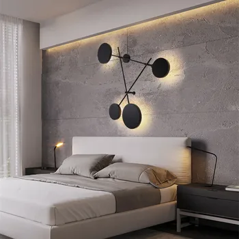 Moderne de Geometrie Camera de zi LED Lampă de Perete Sala de Mese Ușoare Art Decor Lumina Lunii Dormitor Perete Corpuri de iluminat Corp Negru