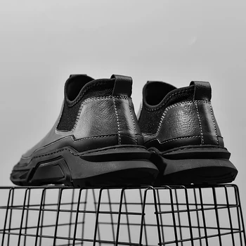 Sezoane Noi Chelsea Cizme Barbati Casual din Piele Pantofi Negru&Gri Glezna Botas Hombre de Dimensiuni Mari Slip-on Manual de Cusut Cizme Martin