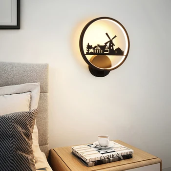 Nordic Noptieră Lampa de Perete Rotund Dormitor Creativ a Condus Culoar Minimalist Modern, Camera de zi Sala de Nunta Fată Drăguță Camera Copiilor