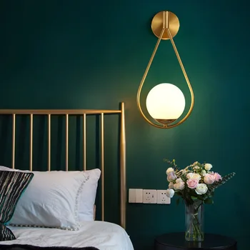 Stil Nordic Nordic toate de cupru lampă de perete lampă de perete modernă simplu oglinda de la baie lampă față dormitor lampă de noptieră