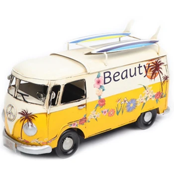 Cutie De Tesut Flori De Autobuz De Model Figurine Masina Retro Țesut Praf De Țesut Cutie De Depozitare Pentru Office Home Decor