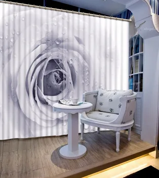 3D Cortina Personalizate 3D Frumoase Gri Rose Floare Picături de Apă Perdea de Living 3D Baie Perdeaua de la Duș