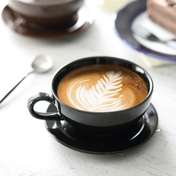 Noul Design plin de Culoare Set de Cafea Ceasca de Cafea si Farfurie Underglazed Scăzut Procelain Cappuccino Latte Cana de 250ml
