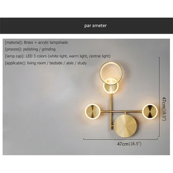 FRATELE Alamă Lampă de Perete Nordic Moderne Sconces Design Simplu LED-uri de Iluminat Interior Pentru Casa Decorare