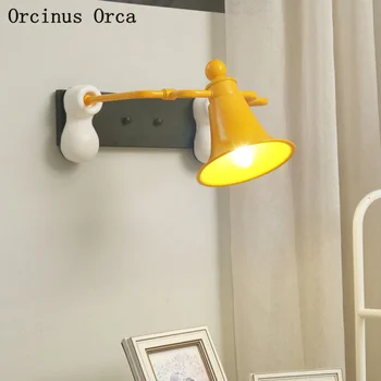 Desene animate creative bell lampă de perete Fată Băiat Dormitor camera copiilor lampa American minunat galben LED lampă de perete