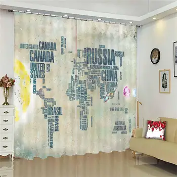 Personalizate 3D Perdele Fereastra hartă Camera de zi Dormitor Simplu de Design perdele Moderne, Perdele Fereastră