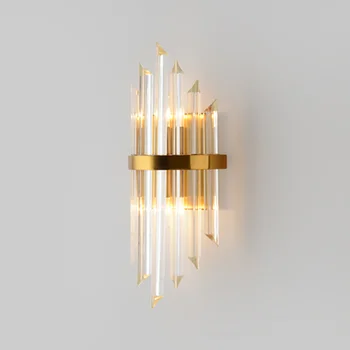 Aur de lux Lampă de Perete Modernă Cristal Tranșee de Perete-corp de Iluminat Camera de zi Noptiera din Oțel Inoxidabil Perete LED Lumina