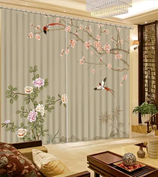 3D Cortina Living Modern Perdele Reprezentând Flori Colorate Păsări Perdele Acasă Decorare Dormitor Perdea de Pană de curent