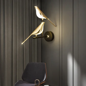 Lampă de perete modernă post aurit Pasăre Lampă de Perete dormitor cu LED-uri lampă de noptieră lampa de perete designer atingeți comutatorul poate roti lampă de perete