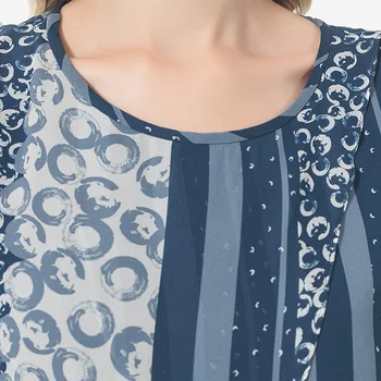 VOA Moda Dungi Verticale de Mătase de Imprimare Topuri Cruce Ciufulit Tiv Grafic T Shirt O-Gât Lungi Casual Harajuku Subțire T-shirt BJ72