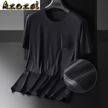 Azazel Vara Mens T-shirt de Lux Tesatura Matasoasa, de Culoare Solidă Maneca Scurta Barbati T-shirt Plus Dimensiune 4xl Slim Fit T-shirt Om