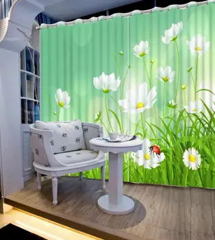 Modern Fereastră Perdea de Living floral proaspăt și iarbă Camera Copiilor Perdea vegetală de culoare verde Opace 3D Perdele