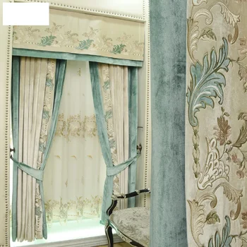 Royal Europene cortina de lux living flanel broderie cortina de pânză bay fereastră de dormitor umbra Nordic perdea de tifon