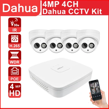 Dahua 4MP de Securitate aparat de Fotografiat CCTV Kit Cu NVR4104-P-4KS2 Camera IP IPC-HDBW4433C-O P2P Sistem de Supraveghere Dahua kit de sistem