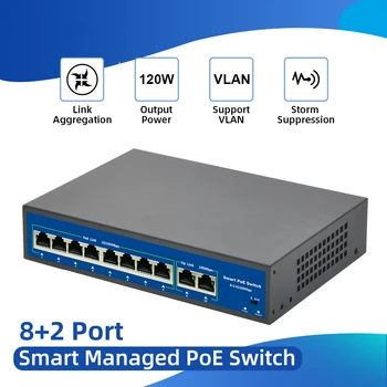 10 Porturi Switch POE 48V Power Over Ethernet Switch de Rețea 8 Switch PoE Injector pentru camera IP/Wireless AP/CCTV aparat de Fotografiat Sistem