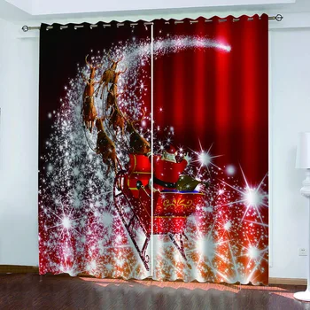 De lux Opace 3D Fereastră Perdele Pentru Camera de zi Dormitor lumină roșie de crăciun Decorare perdele perdele