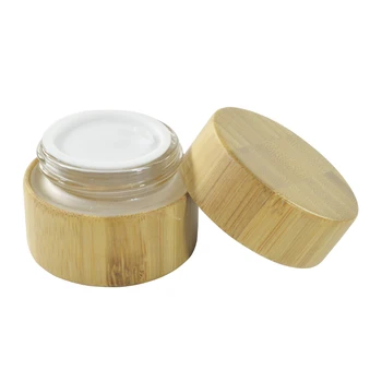 Crema de fata recipient de 30ML 50ml bambus borcan de sticlă cu Sticlă interior Cosmetice Borcan Cu Bambus Capac Pentru Îngrijirea Pielii Crema Fierbinte de Vânzare