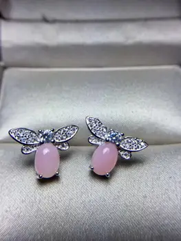 Minunat Inel de Albine Naturală și reală Roz opal Cercei argint 925 bijuterii Fine