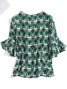 Harajuku Vară Mătase naturală Femeie T-shirt pentru Femei Îmbrăcăminte 2022 Epocă coreean Print Floral Crop Top Elegant Tricouri C0547