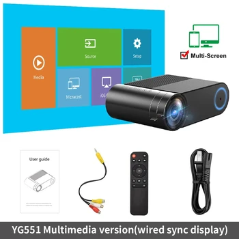 YG551 LED Mini Proiector Portabil Nativ Rezoluție 1280X720P WiFi Multi-Ecran Video 3D Media Player(UE Plug)