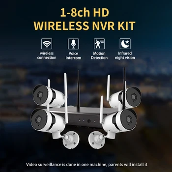 3MP Camera de Securitate Wireless Sistem, 8CH NVR +4buc 3MP HD Impermeabil în aer liber Wireless WiFi Camera de Supraveghere Audio bidirecțional