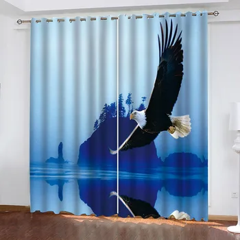 3D Cortina Foto Personalizate Păsări care Zboară Pe Lacul Decor de Perete 3D Perdele Pentru Camera de zi Dormitor Bucatarie Fereastră Perdea