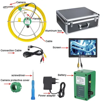 20M/65ft Conducte de Canalizare Conducte de Scurgere Sistem de Control Monitor LCD de 7 inch 1000TVL Șarpe de Scurgere rezistent la apa de Conductă și de Perete Camera Video