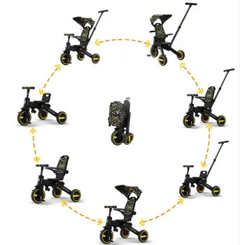 Pe de Vânzare Fierbinte 7 in 1 lumina masina cărucior două mod de transport Copilului echilibrul Copii tricicleta alunecare artefact pliere usoare Coș