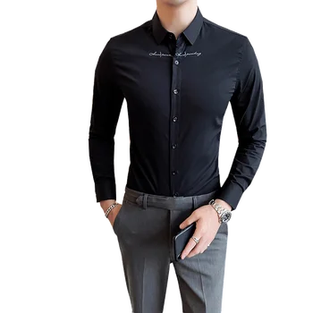 Bărbați Cămașă Nouă 2021 Toamna Cu Maneci Lungi Solidă Tricou Casual Sex Masculin Formale Rochie De Afaceri Camasi Slim Fit Streetwear Camisa Masculina