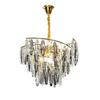 Art Deco CONDUS de Aur de Argint de Cristal Clar Designer Agățat Lămpi de Iluminat Candelabru de Luciu de Suspendare a corpului de Iluminat Lampadare Pentru Hol