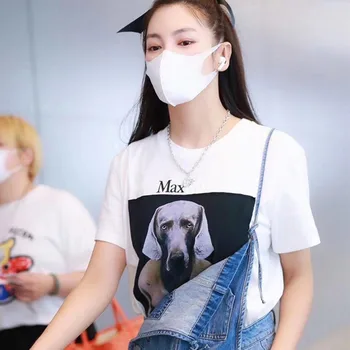 Femei Vara Subțire O-Neck Cap de Câine Bumbac Imprimare T-Shirt Femei Casual Brand de Top Doamnelor Moda Conceput Maneca Scurta ML030