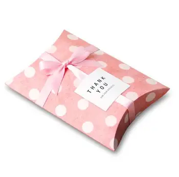 Polka dot pink en-gros Cutie de bomboane Nouă ambarcațiune de hârtie Pernă Formă de Nunta Favoarea Cutii de Cadouri pie Petrecere prietenos eco kraft promovare