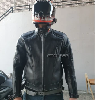 PU Piele Sintetica Sacou Motocicleta de Curse Motocross Strada Moto Offroad Negru Jachete Cu Protector