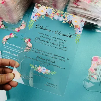 (100 buc/lot) Acrilice Transparente Invitatii de Nunta Personalizare Imprimare XV Ziua Acrilice Card Cu Caseta de Imprimat IC151