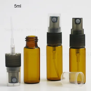 500pcs/lot en-Gros de 5 ml din Sticlă brună Parfum Spray Sticle Mici Mostra de Parfum Flacon Recipient Cosmetic de Călătorie Portabil