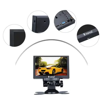 Eyoyo 5 inch, Mini HDMI Monitor 800x480 Auto retrovizoare TFT Color LCD Ecran Display Cu BNC/VGA/AV/HDMI, Ieșire Difuzor încorporat