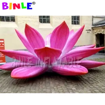4m&6m gigant în aer liber roz gonflabila floare de lotus cu LED-uri de iluminat mari de flori artificiale pentru eveniment etapă decor