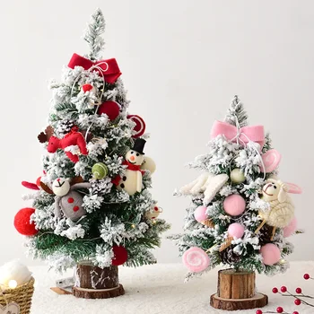 45/60cm Led Pom de Crăciun DIY Mini copac Lână Ornamente Fulg de nea Decorare pomi de Cadou de Anul Nou de Masă Desktop Fereastră Decor Acasă
