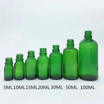 500PCS 5 ml/10ml/15ml/20ml/30ML/50ml/100ml Verde de Sticlă Flacoane de Ulei Esential de Sticla Cu Argintiu Capac cu filet Sticle de Parfum