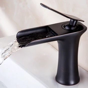 AUSWIND cupru Antic, negru robinet bazin de apă caldă și rece în stil European, baie, singură gaură single cascada, robinet