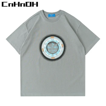 CnHnOH New Sosire Moda pentru bărbați t-shirt Supradimensionate Sus Unisex elemente Esențiale de Îmbrăcăminte pentru Bărbați T-shirt de Culoare de Contrast Ceas B023
