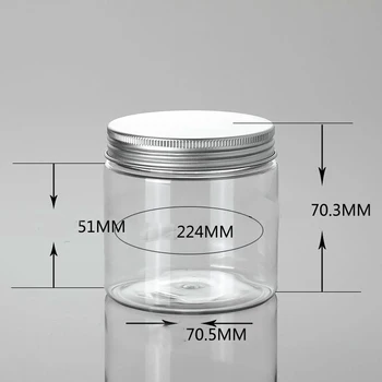 200G PET transparent crema de sticla cu Aluminiu capac container cosmetice crema de sticlă Ambalaje Cosmetice