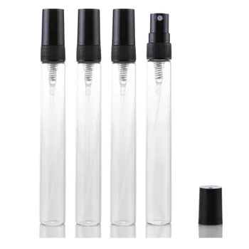 100buc 15ml Sticla Transparenta Mini Portabil de Pulverizare Sticlă Goală de Parfum Flacon de Sticlă de unică folosință Pulverizator Parfum de Călătorie Capac Negru