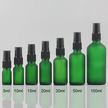 Rotund sticla cosmetice cu pompa 50ml mată verde goale, sticle de parfum de sticlă 50cc