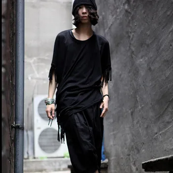 Noua Moda Mens coreean Mod Avant-garde Ciucure Scurt batwing mâneci T-shirt-Marimea S-3XL Liber Streetwear Teuri Topuri