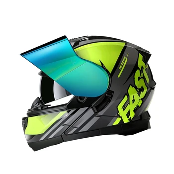 DOT Aprobat Fata Complet în condiții de Siguranță Cască de Motocicletă Dublu Viziere Modulara Flip-Up Dual Lens Casca Casque de Curse Moto Casca Motocross